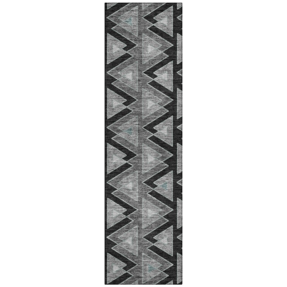 Machine Washable Indoor/Outdoor Chantille ACN2560 Black 2'3" x 7'6" Runner Rug. Picture 1
