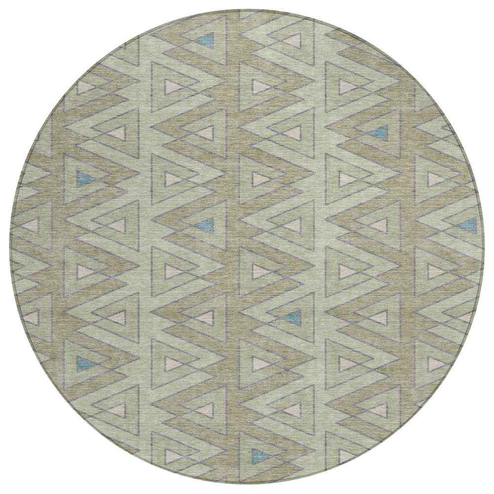 Machine Washable Indoor/Outdoor Chantille ACN2560 Green 8' x 8' Round Rug. Picture 1