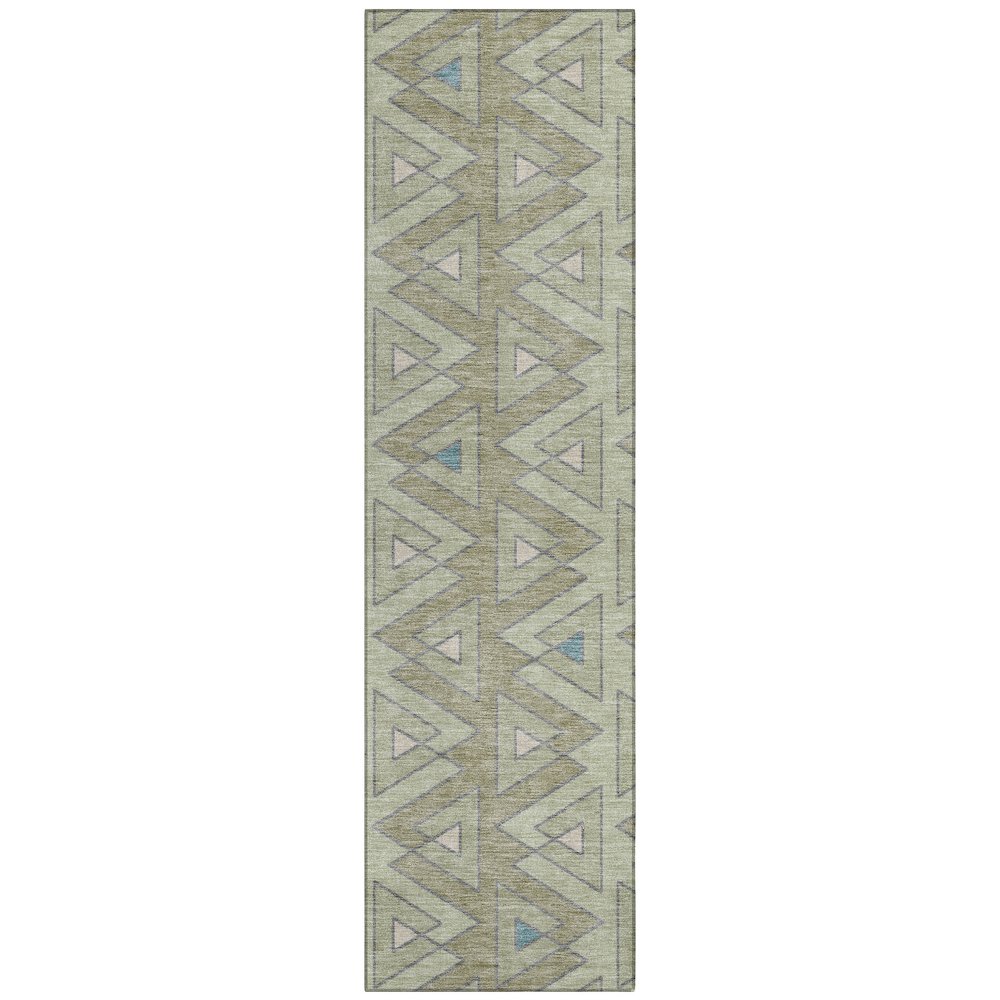 Machine Washable Indoor/Outdoor Chantille ACN2560 Green 2'3" x 7'6" Runner Rug. Picture 1