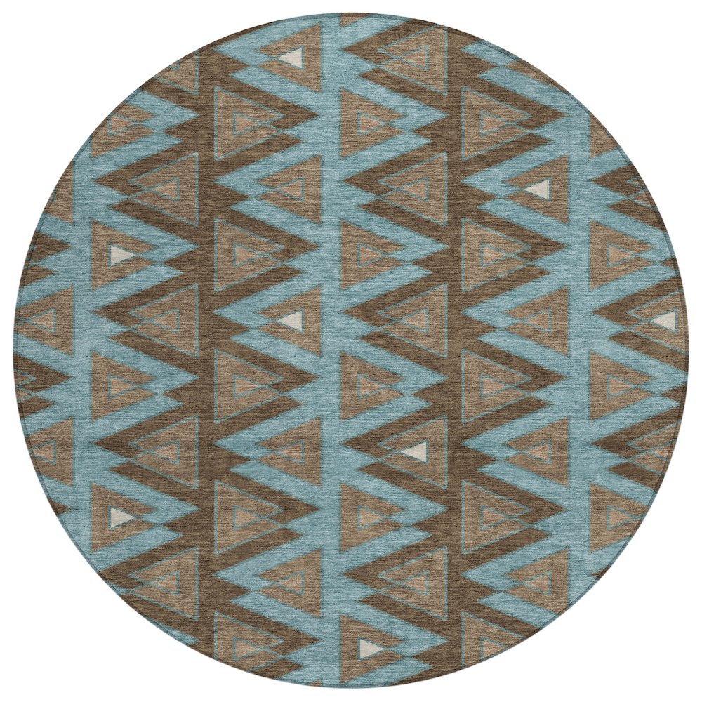 Machine Washable Indoor/Outdoor Chantille ACN2560 Brown 8' x 8' Round Rug. Picture 1