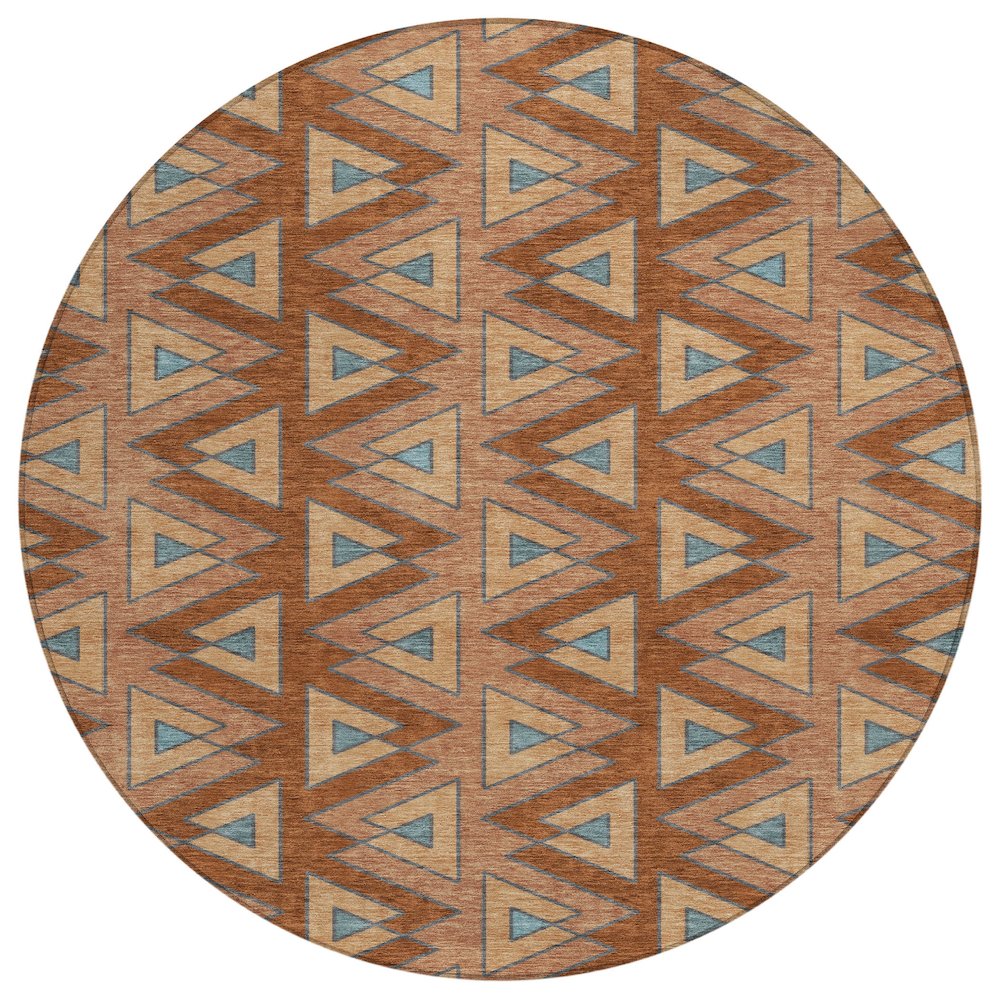 Machine Washable Indoor/Outdoor Chantille ACN2560 Orange 8' x 8' Round Rug. Picture 1