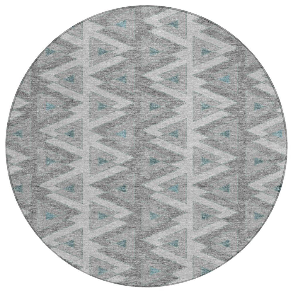 Machine Washable Indoor/Outdoor Chantille ACN2560 Gray 8' x 8' Round Rug. Picture 1
