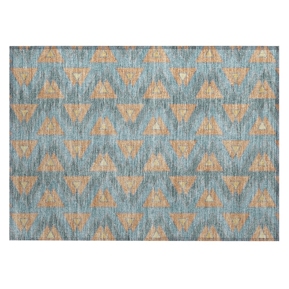 Machine Washable Indoor/Outdoor Chantille ACN2560 Teal 1'8" x 2'6" Rug. Picture 1