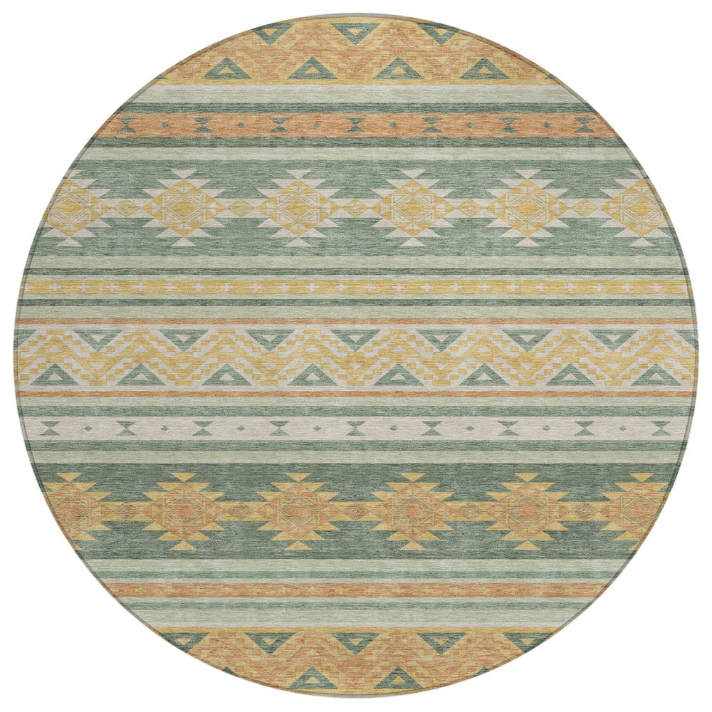 Machine Washable Indoor/Outdoor Chantille ACN2561 Green 8' x 8' Round Rug. Picture 1