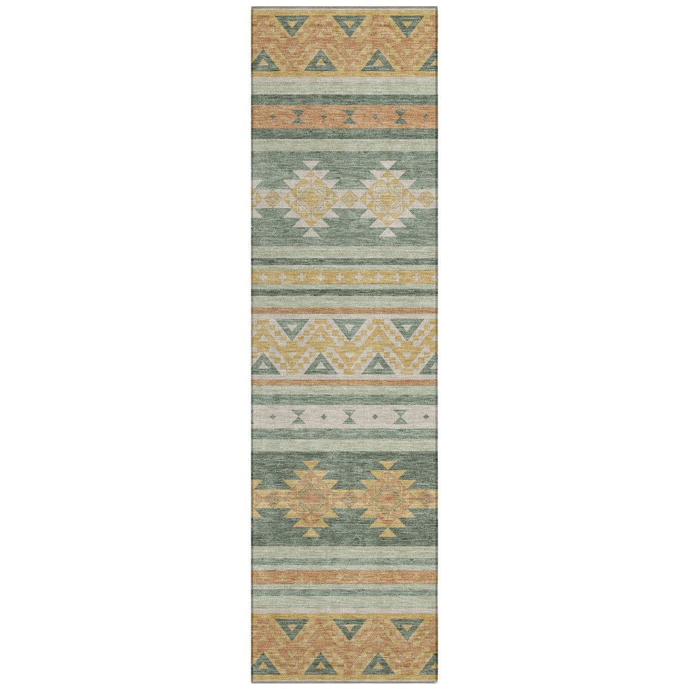Machine Washable Indoor/Outdoor Chantille ACN2561 Green 2'3" x 7'6" Runner Rug. Picture 1