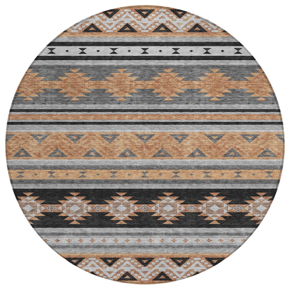 Machine Washable Indoor/Outdoor Chantille ACN2561 Black 8' x 8' Round Rug. Picture 1