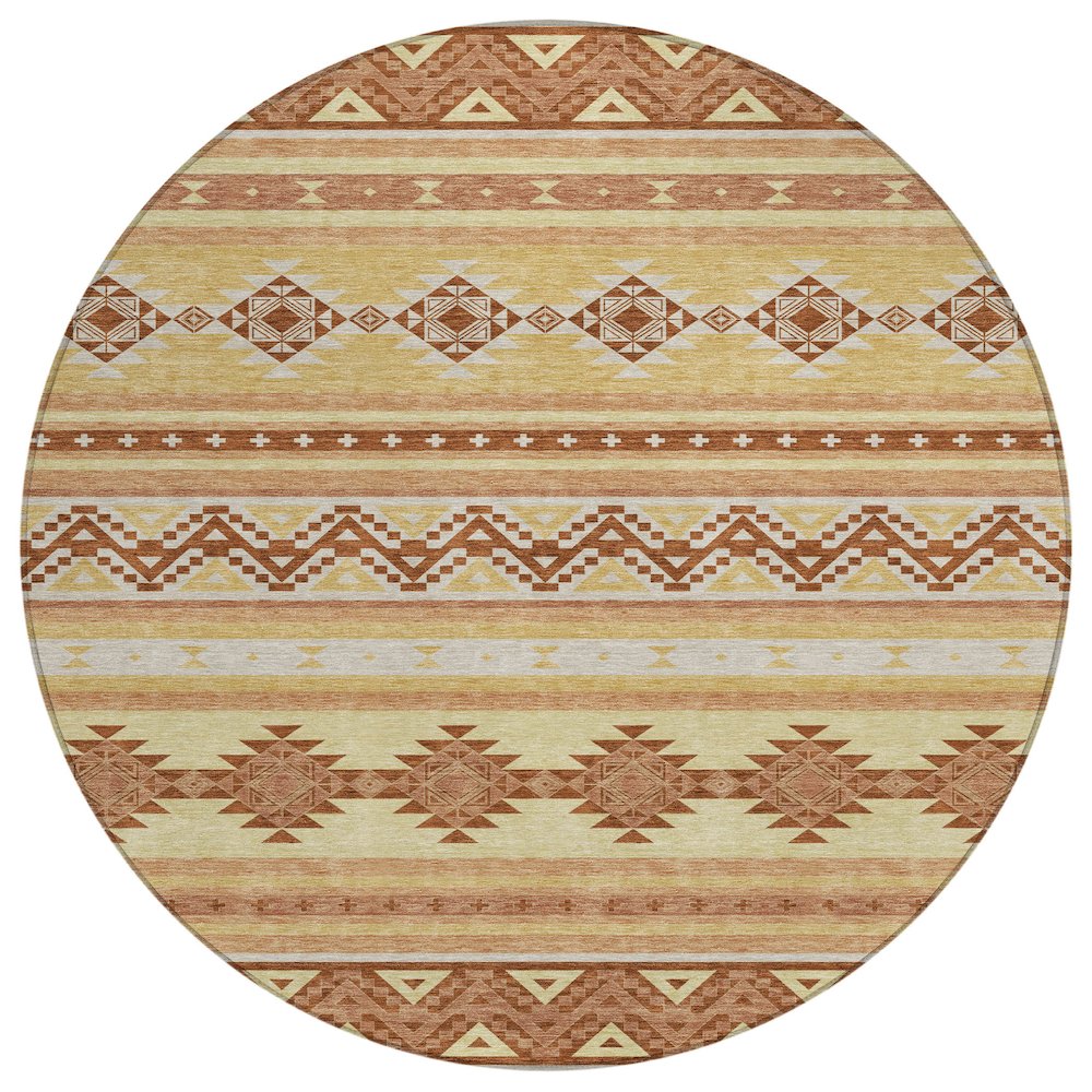 Machine Washable Indoor/Outdoor Chantille ACN2561 Gold 8' x 8' Round Rug. Picture 1