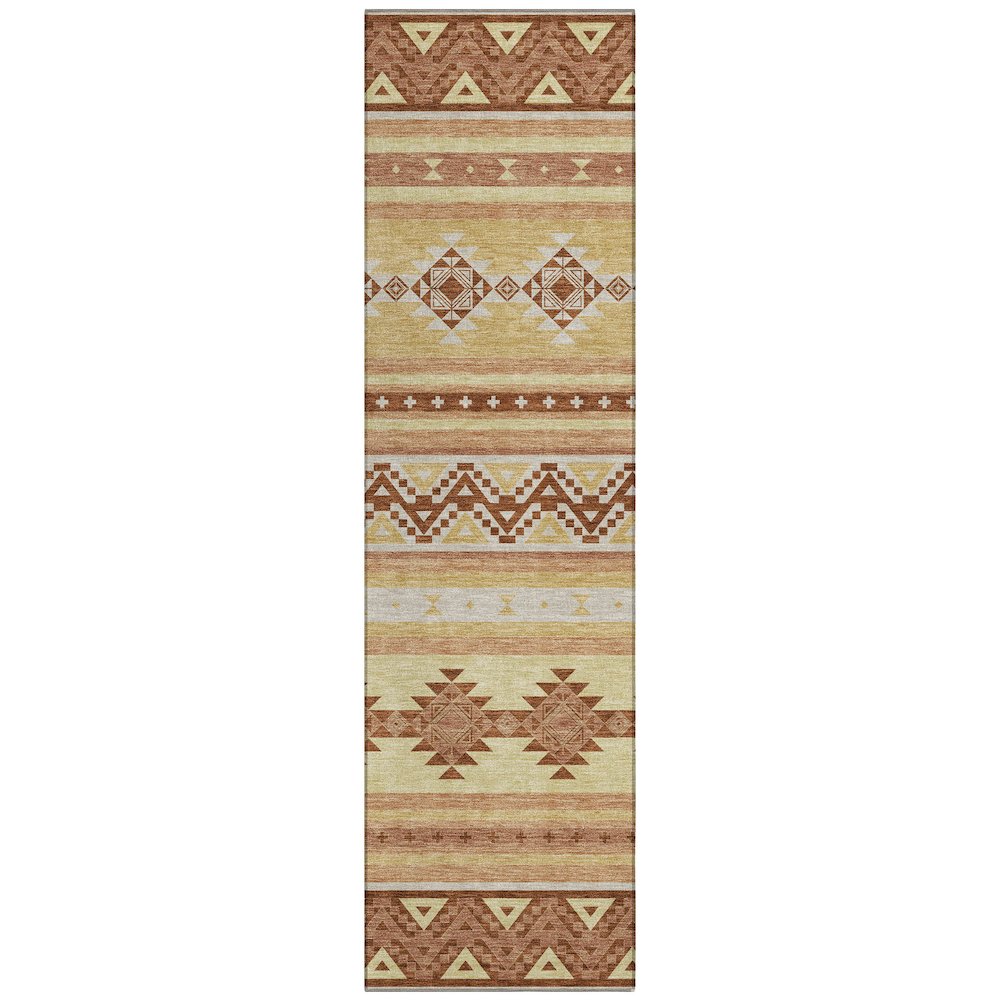 Machine Washable Indoor/Outdoor Chantille ACN2561 Gold 2'3" x 7'6" Runner Rug. Picture 1