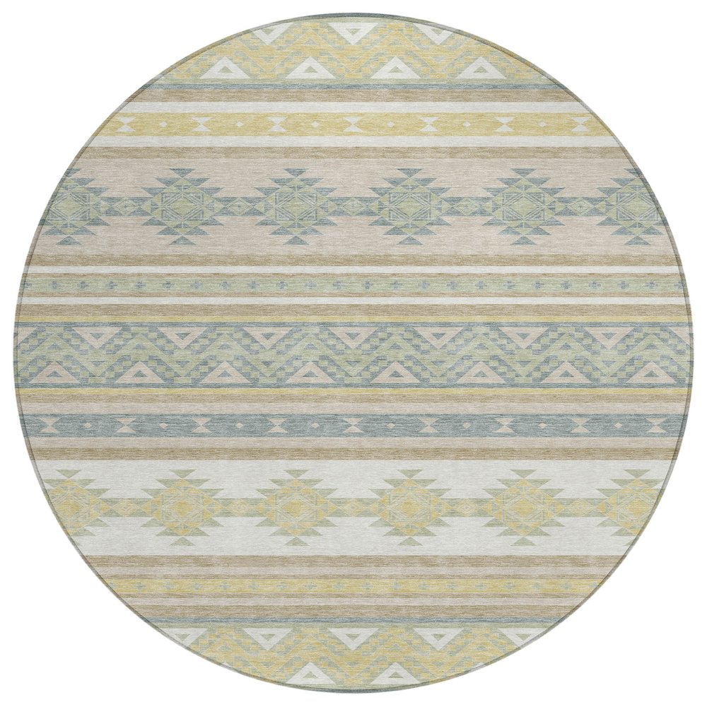 Machine Washable Indoor/Outdoor Chantille ACN2561 Ivory 8' x 8' Round Rug. Picture 1