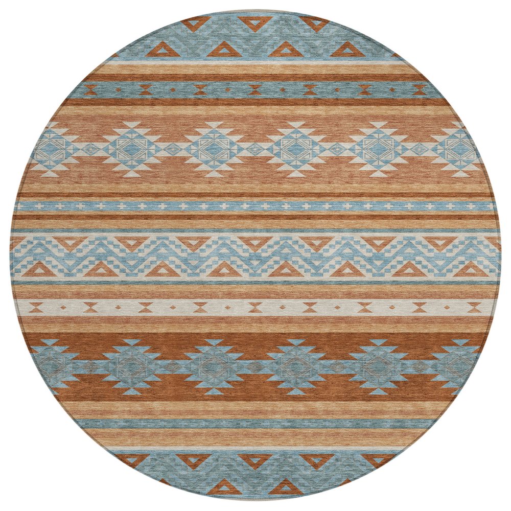 Machine Washable Indoor/Outdoor Chantille ACN2561 Orange 8' x 8' Round Rug. Picture 1