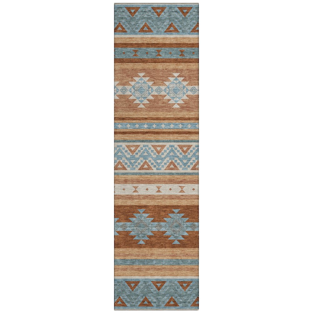 Machine Washable Indoor/Outdoor Chantille ACN2561 Orange 2'3" x 7'6" Runner Rug. Picture 1