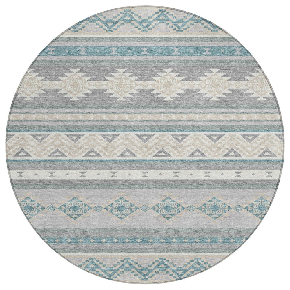 Machine Washable Indoor/Outdoor Chantille ACN2561 Gray 8' x 8' Round Rug. Picture 1