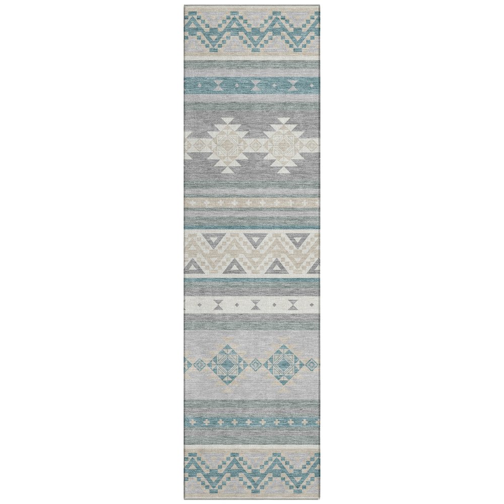 Machine Washable Indoor/Outdoor Chantille ACN2561 Gray 2'3" x 7'6" Runner Rug. Picture 1