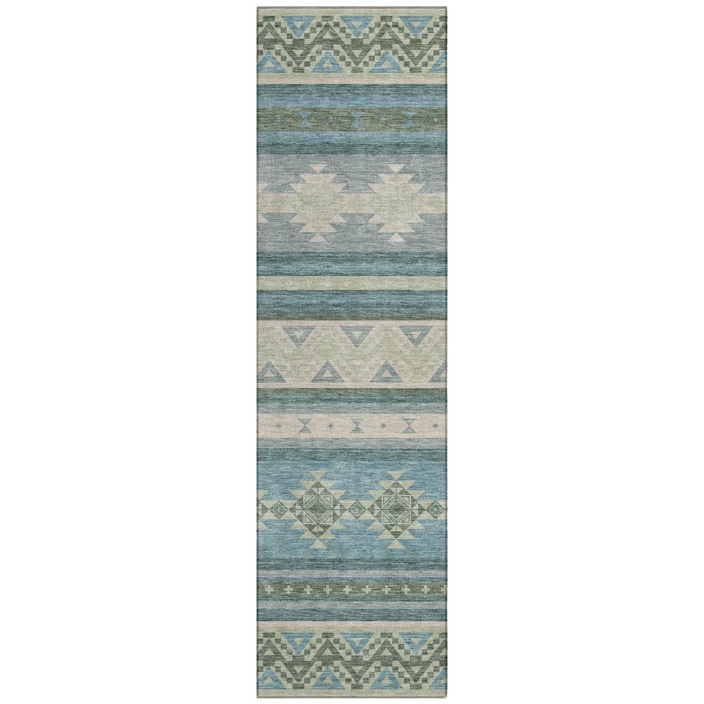 Machine Washable Indoor/Outdoor Chantille ACN2561 Teal 2'3" x 7'6" Runner Rug. Picture 1