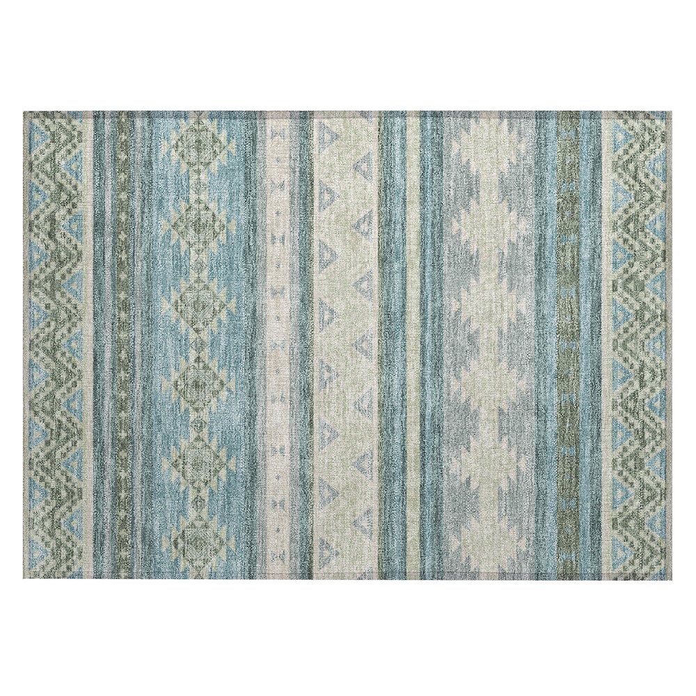 Machine Washable Indoor/Outdoor Chantille ACN2561 Teal 1'8" x 2'6" Rug. Picture 1