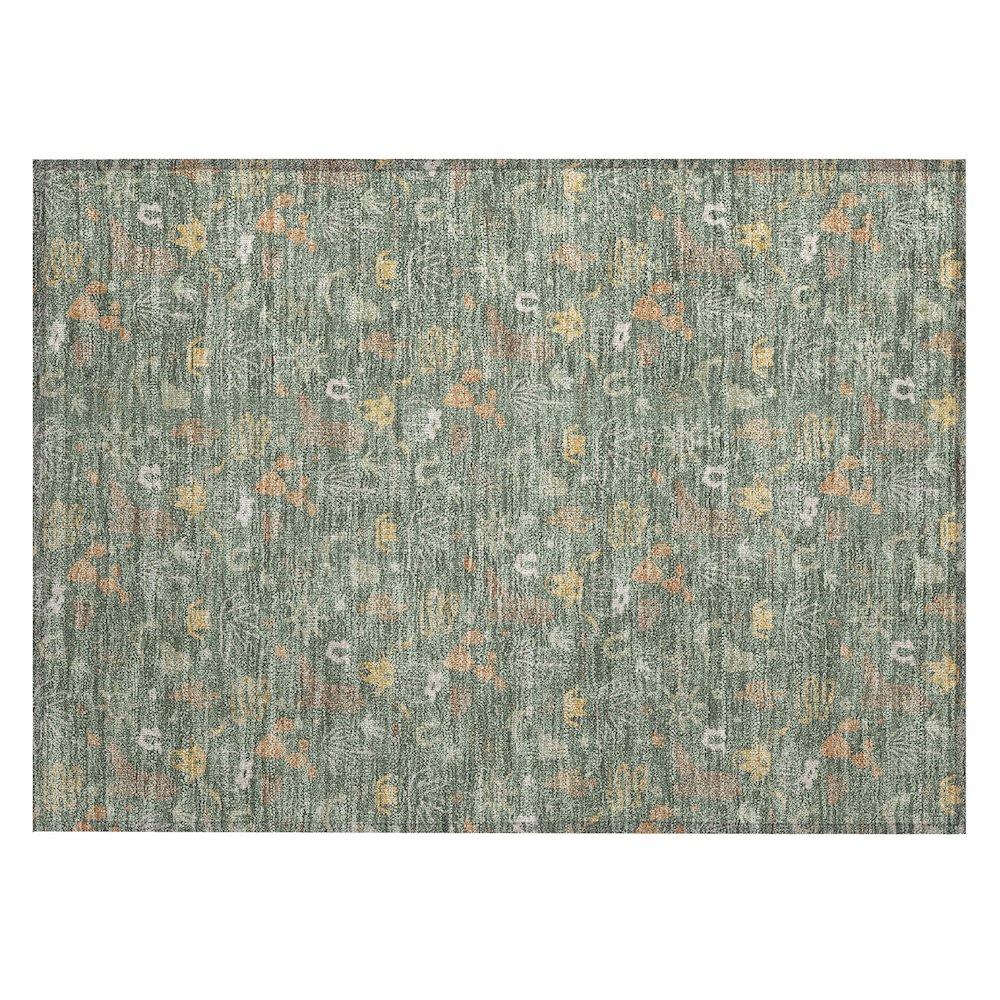 Machine Washable Indoor/Outdoor Chantille ACN2562 Green 1'8" x 2'6" Rug. Picture 1