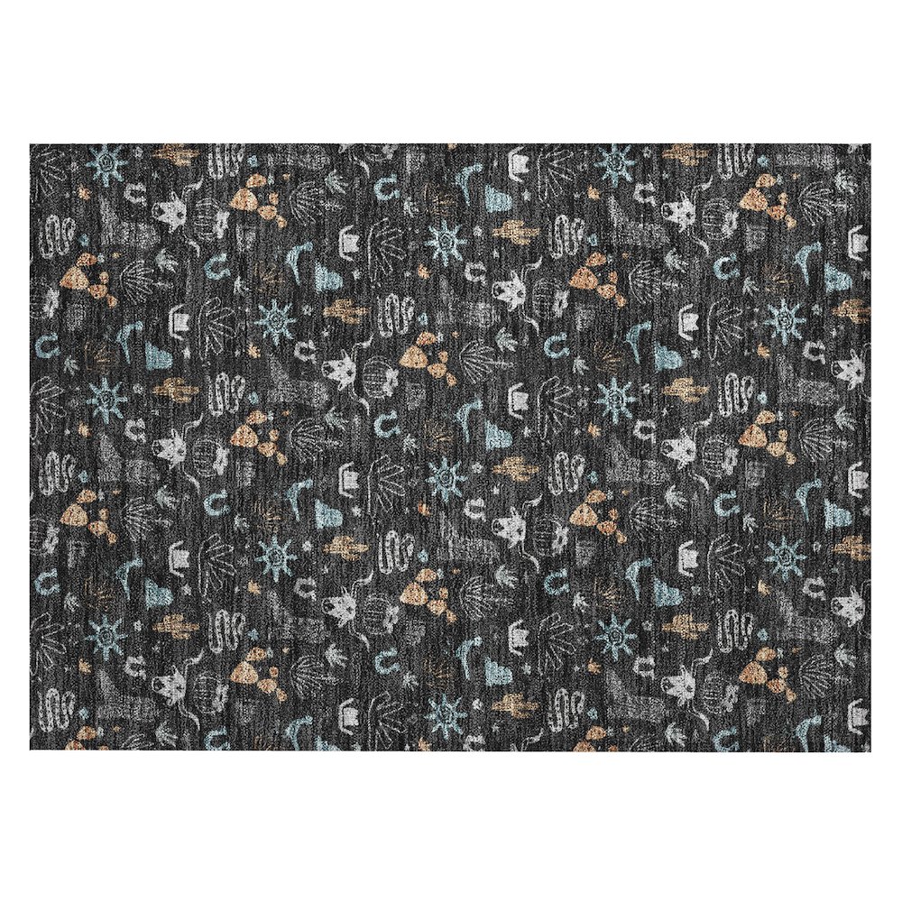 Machine Washable Indoor/Outdoor Chantille ACN2562 Black 1'8" x 2'6" Rug. Picture 1
