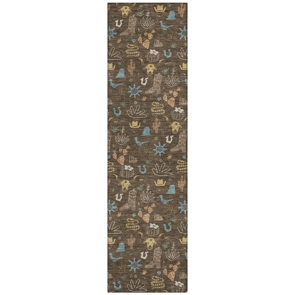 Machine Washable Indoor/Outdoor Chantille ACN2562 Brown 2'3" x 7'6" Runner Rug. Picture 1