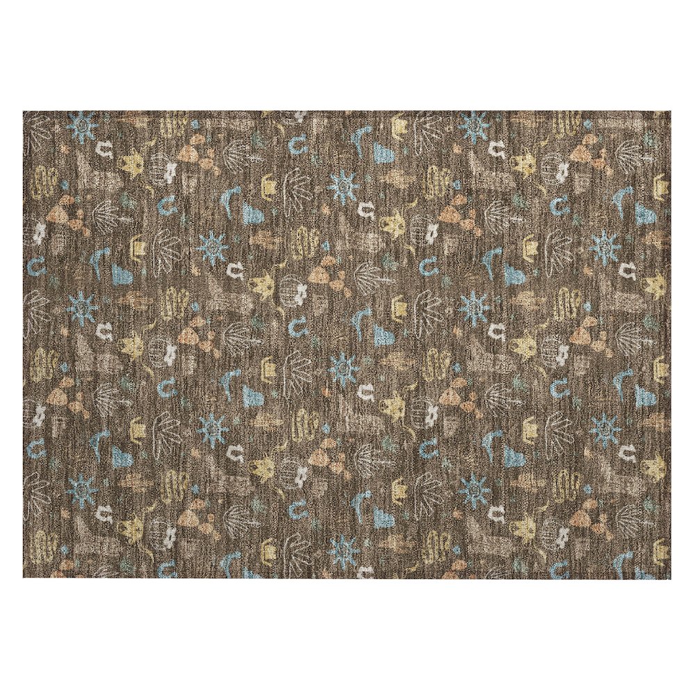 Machine Washable Indoor/Outdoor Chantille ACN2562 Brown 1'8" x 2'6" Rug. Picture 1