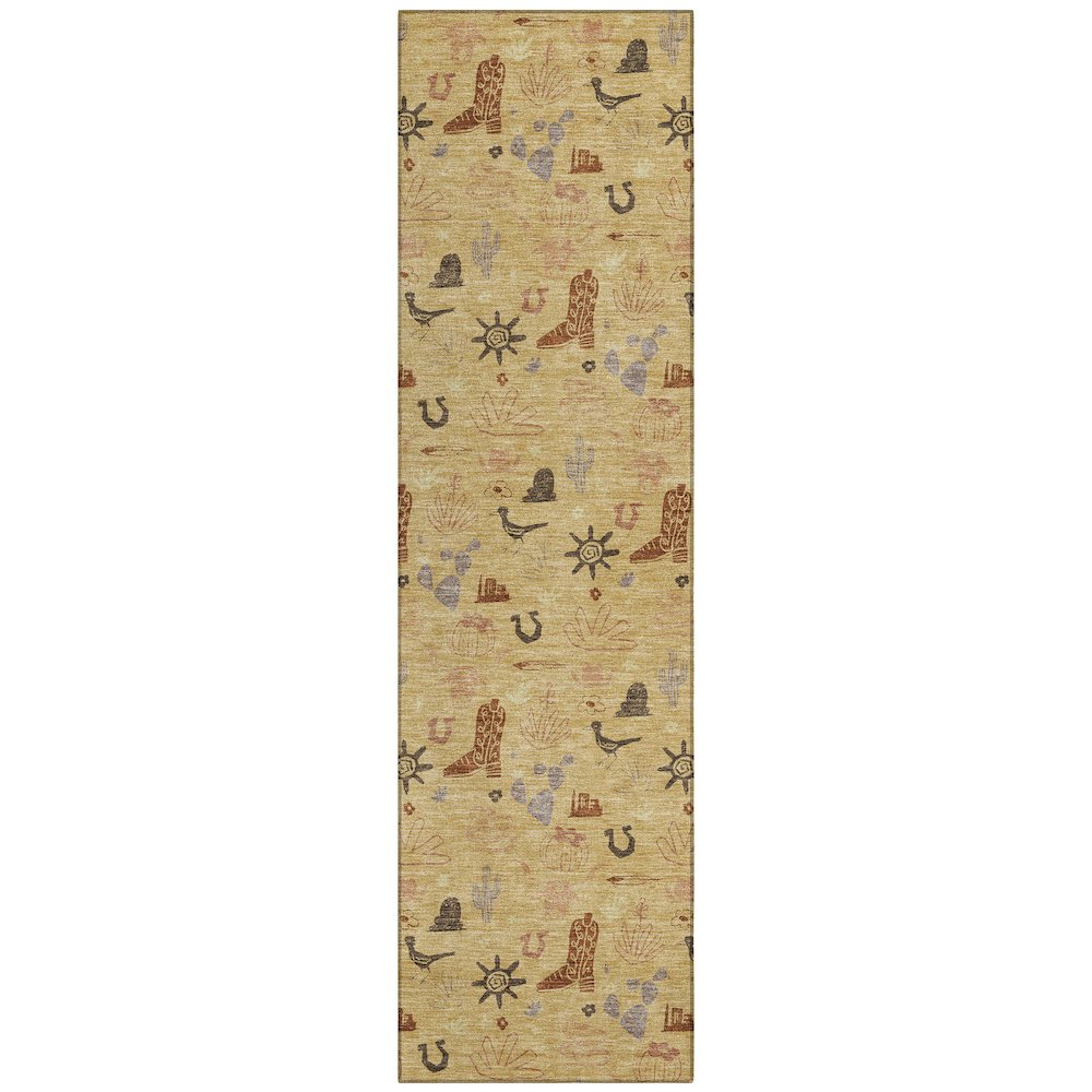 Machine Washable Indoor/Outdoor Chantille ACN2562 Gold 2'3" x 7'6" Runner Rug. Picture 1