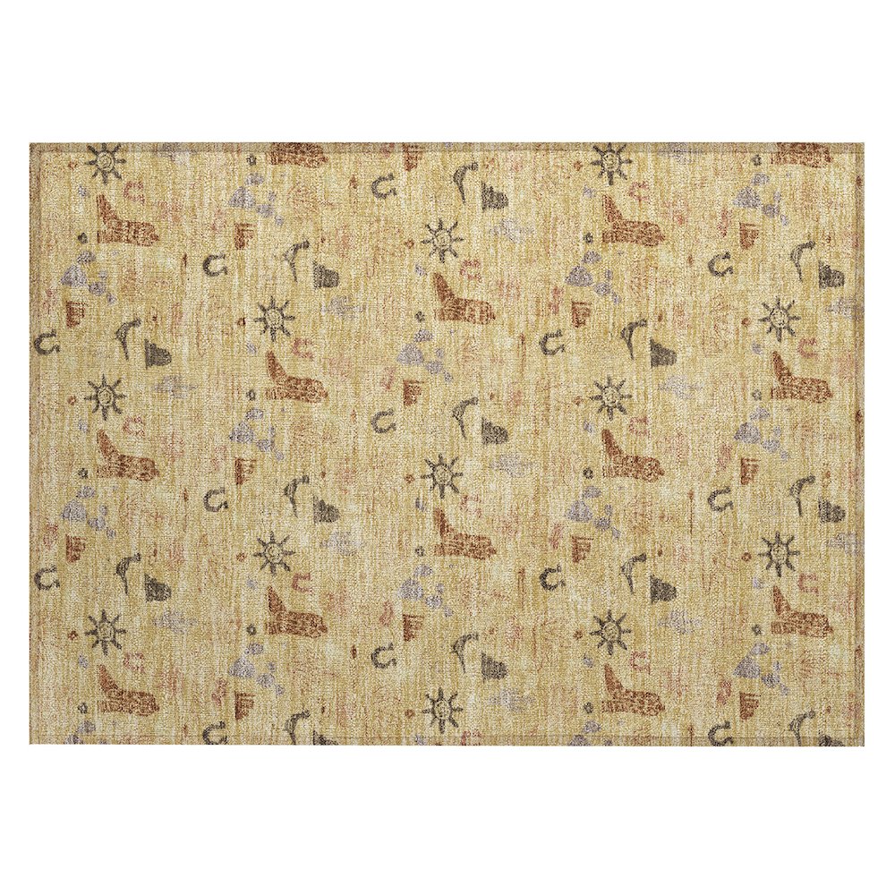 Machine Washable Indoor/Outdoor Chantille ACN2562 Gold 1'8" x 2'6" Rug. Picture 1