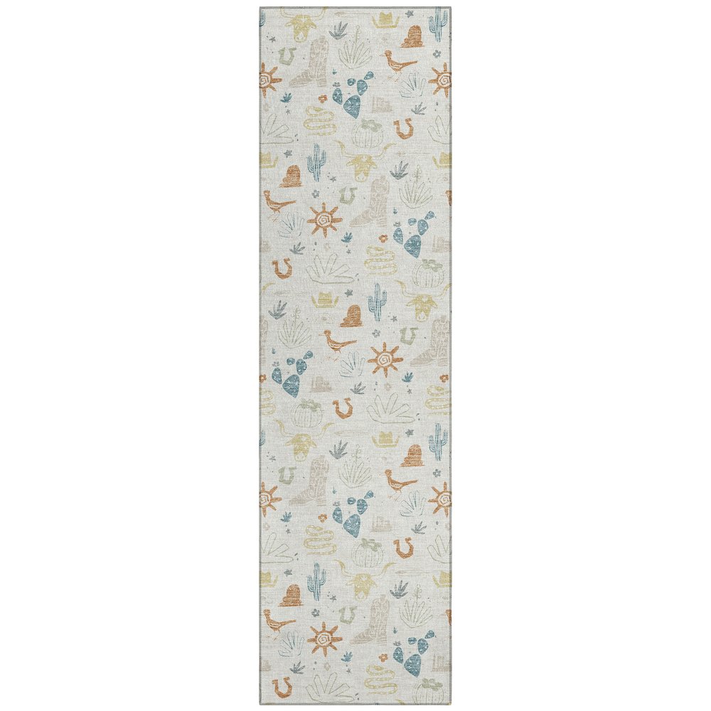 Machine Washable Indoor/Outdoor Chantille ACN2562 Ivory 2'3" x 7'6" Runner Rug. Picture 1