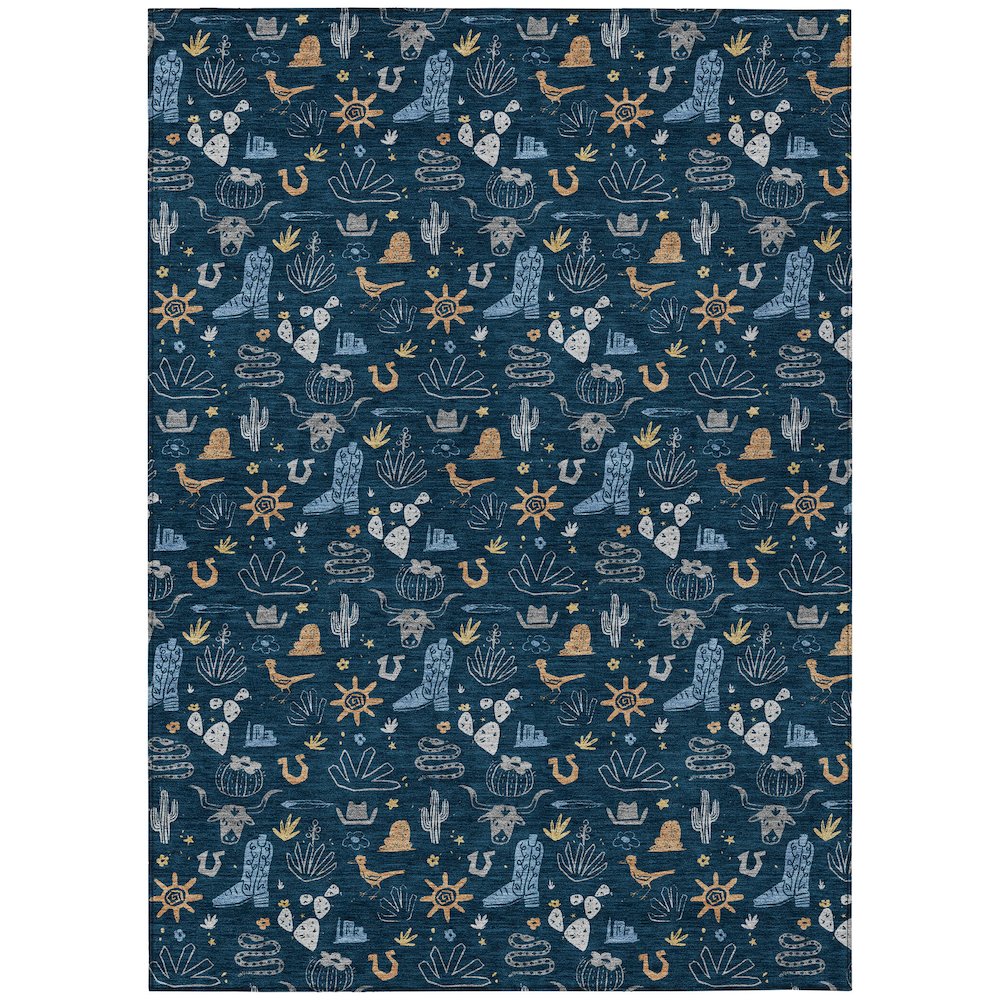 Machine Washable Indoor/Outdoor Chantille ACN2562 Blue 2'6" x 3'10" Rug. Picture 1