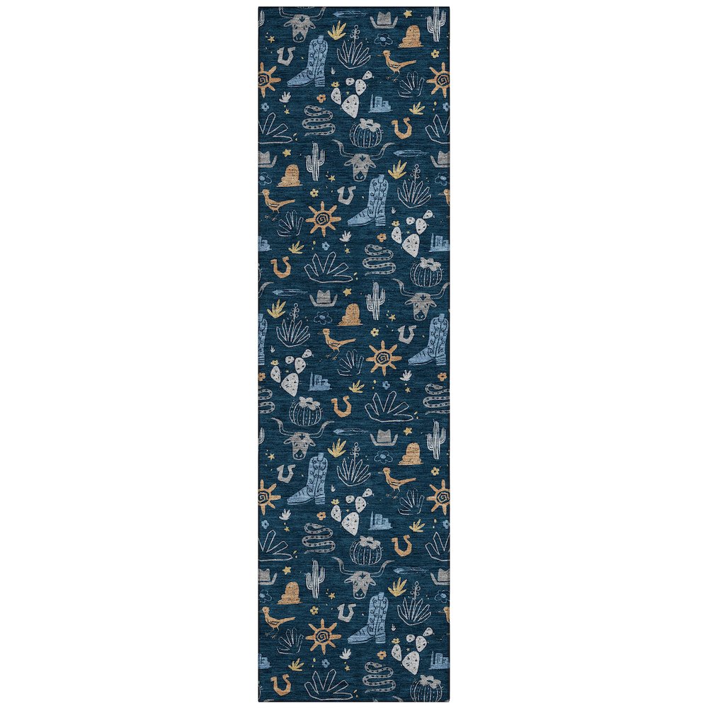 Machine Washable Indoor/Outdoor Chantille ACN2562 Blue 2'3" x 7'6" Runner Rug. Picture 1