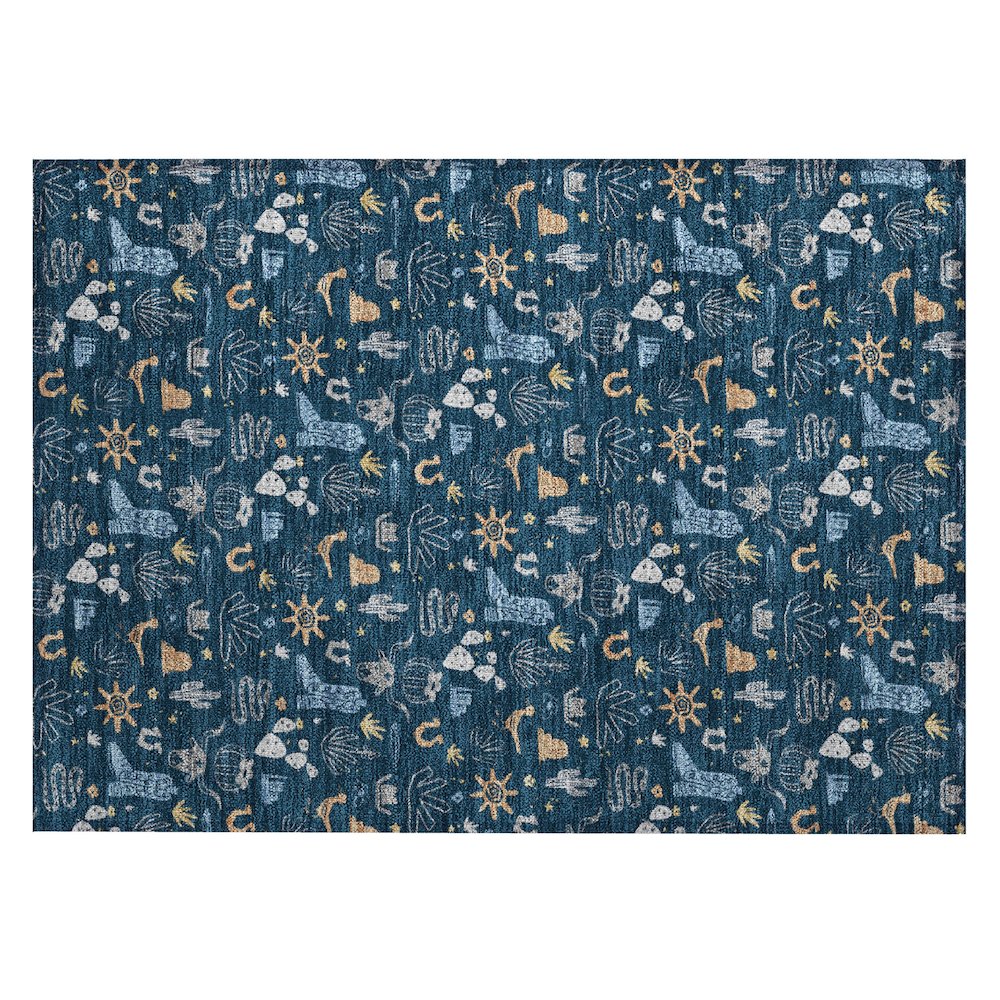 Machine Washable Indoor/Outdoor Chantille ACN2562 Blue 1'8" x 2'6" Rug. Picture 1