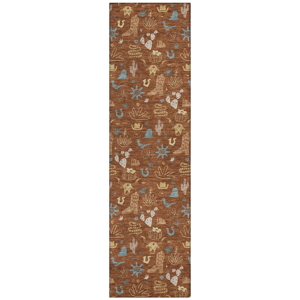 Machine Washable Indoor/Outdoor Chantille ACN2562 Orange 2'3" x 7'6" Runner Rug. Picture 1