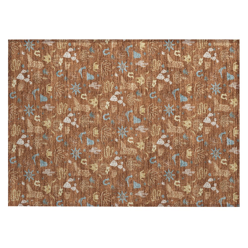 Machine Washable Indoor/Outdoor Chantille ACN2562 Orange 1'8" x 2'6" Rug. Picture 1