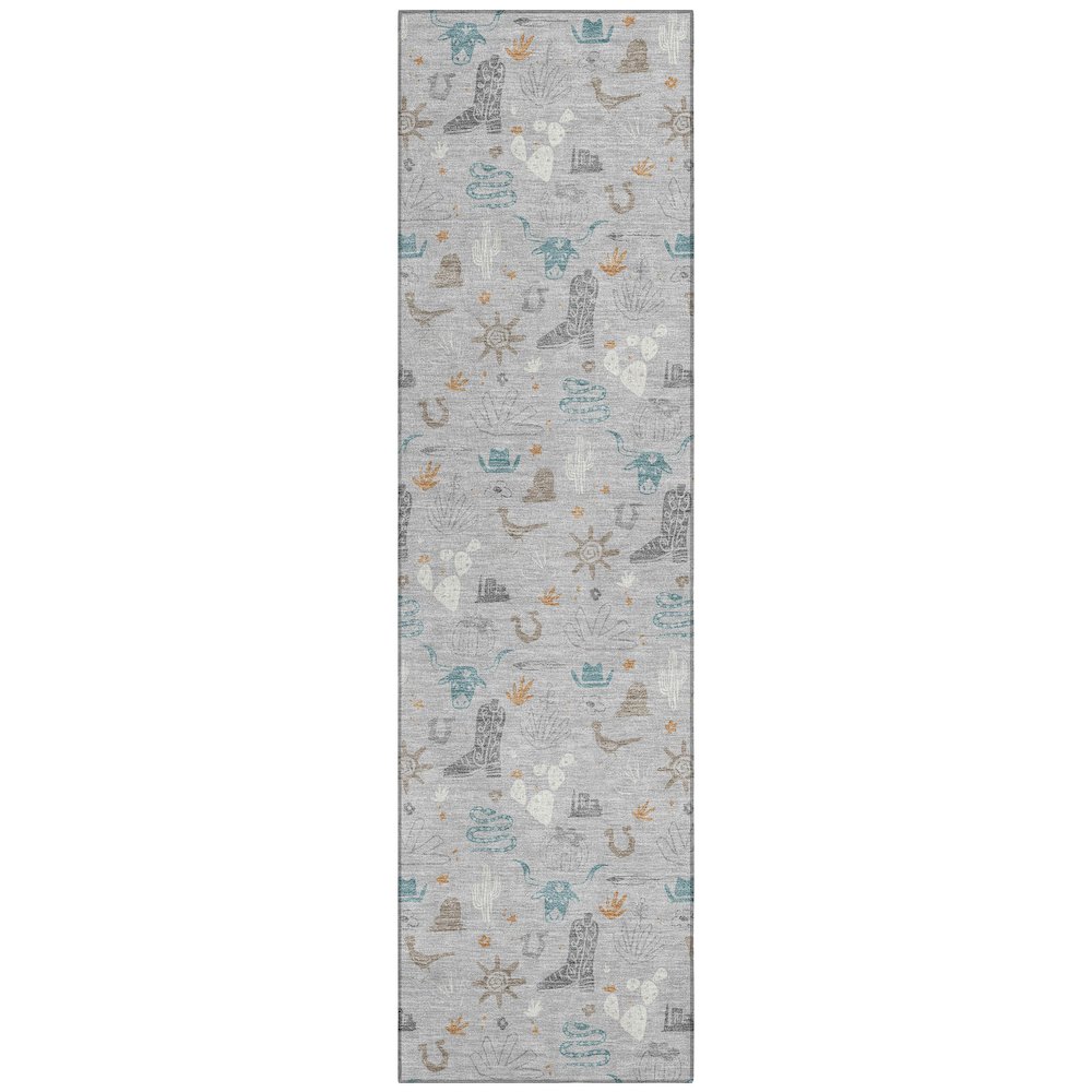 Machine Washable Indoor/Outdoor Chantille ACN2562 Gray 2'3" x 7'6" Runner Rug. Picture 1