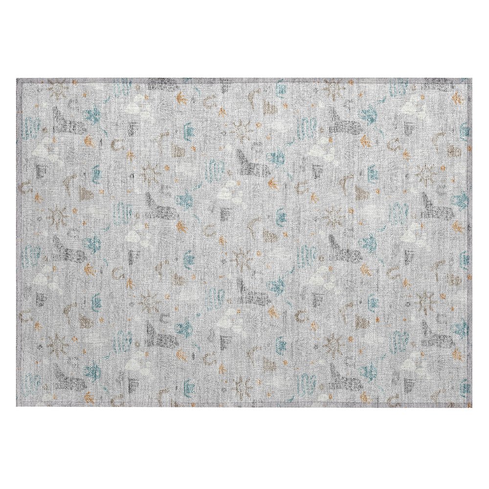 Machine Washable Indoor/Outdoor Chantille ACN2562 Gray 1'8" x 2'6" Rug. Picture 1
