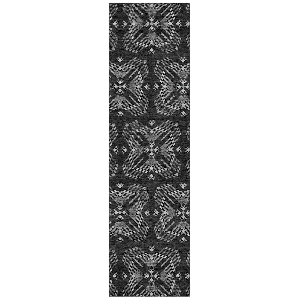 Machine Washable Indoor/Outdoor Chantille ACN2563 Black 2'3" x 7'6" Runner Rug. Picture 1