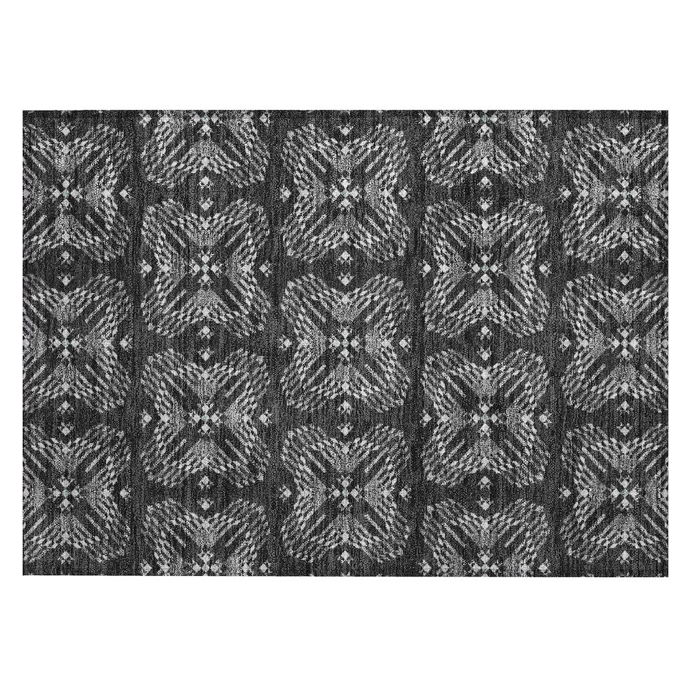Machine Washable Indoor/Outdoor Chantille ACN2563 Black 1'8" x 2'6" Rug. Picture 1