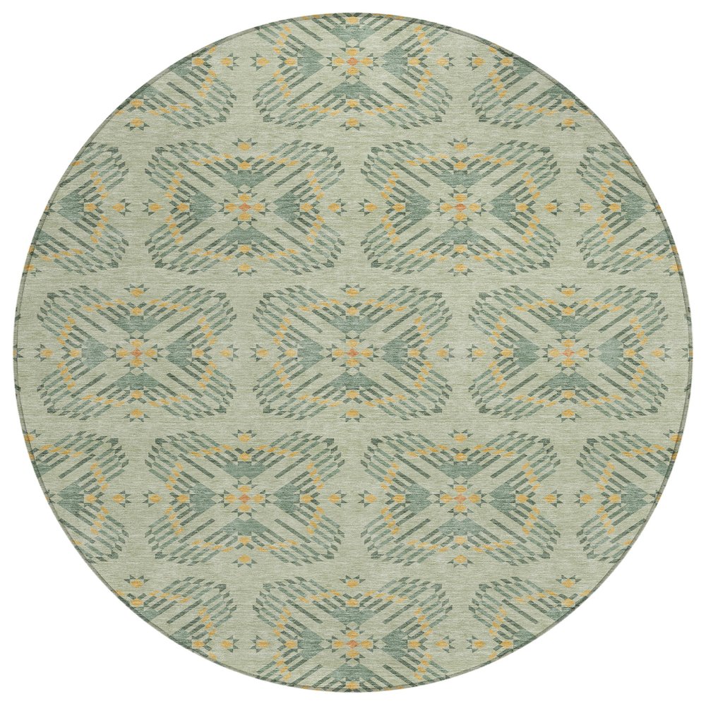 Machine Washable Indoor/Outdoor Chantille ACN2563 Green 8' x 8' Round Rug. Picture 1