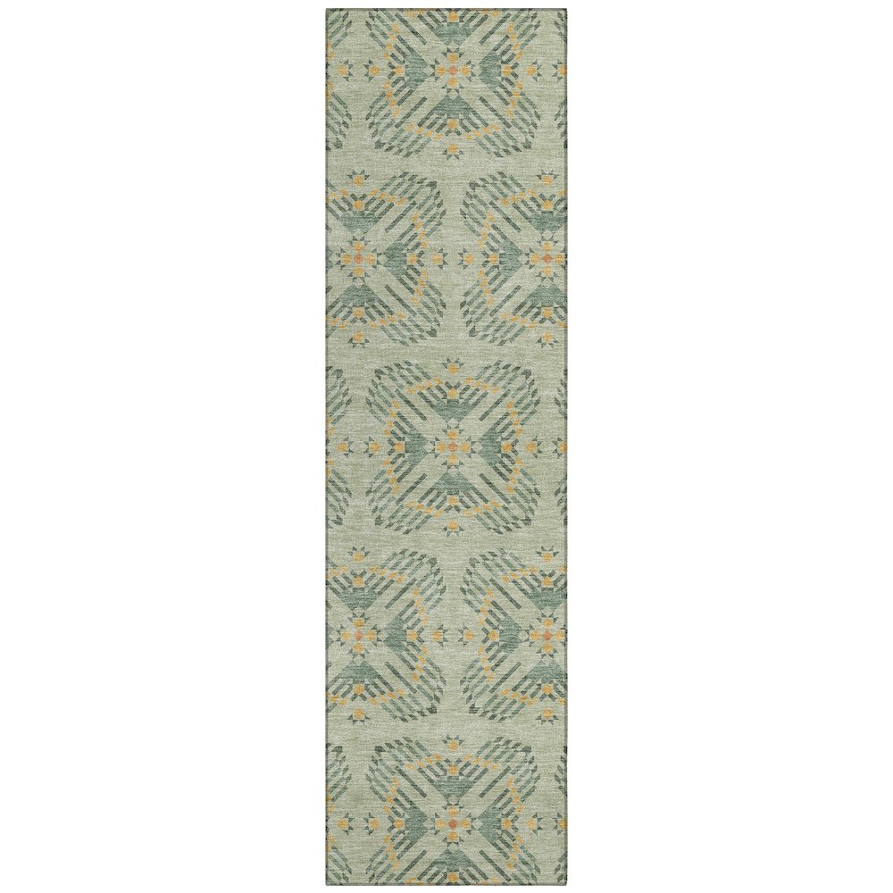 Machine Washable Indoor/Outdoor Chantille ACN2563 Green 2'3" x 7'6" Runner Rug. Picture 1
