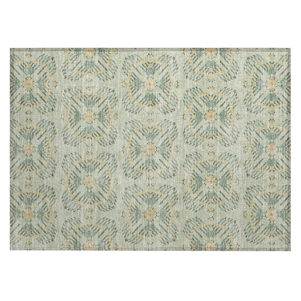 Machine Washable Indoor/Outdoor Chantille ACN2563 Green 1'8" x 2'6" Rug. Picture 1