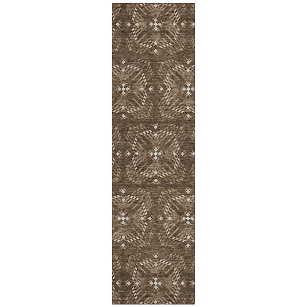 Machine Washable Indoor/Outdoor Chantille ACN2563 Brown 2'3" x 7'6" Runner Rug. Picture 1