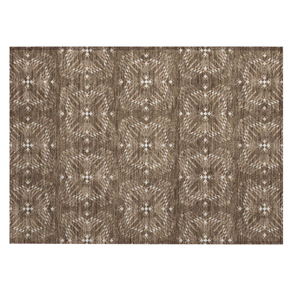 Machine Washable Indoor/Outdoor Chantille ACN2563 Brown 1'8" x 2'6" Rug. Picture 1