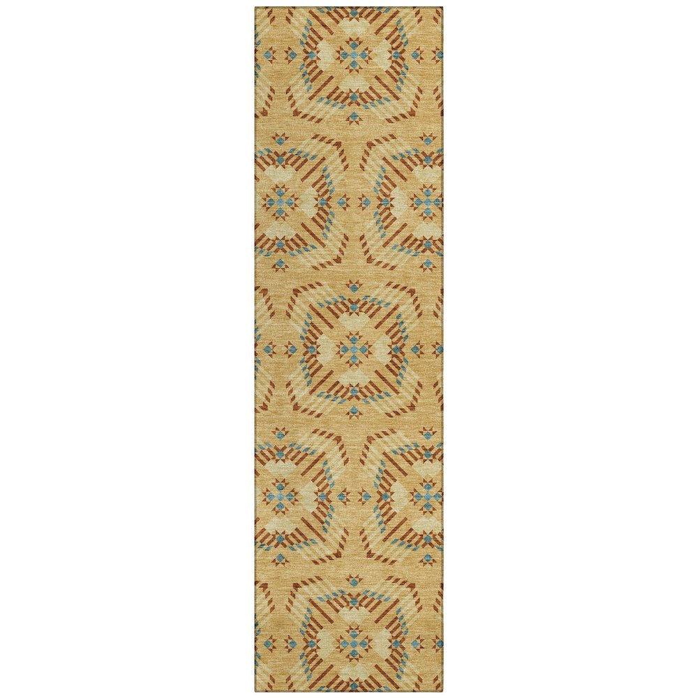 Machine Washable Indoor/Outdoor Chantille ACN2563 Gold 2'3" x 7'6" Runner Rug. Picture 1