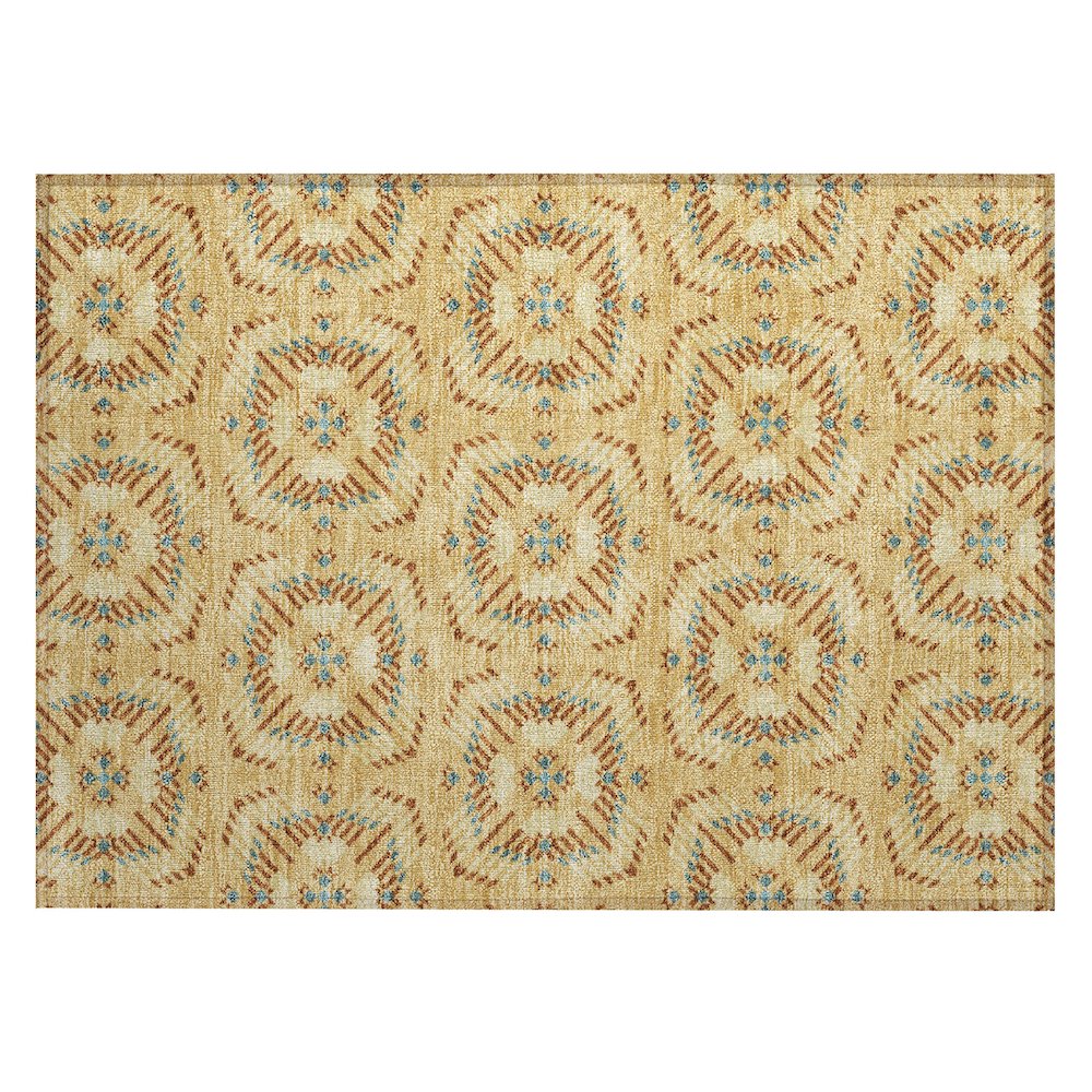 Machine Washable Indoor/Outdoor Chantille ACN2563 Gold 1'8" x 2'6" Rug. Picture 1