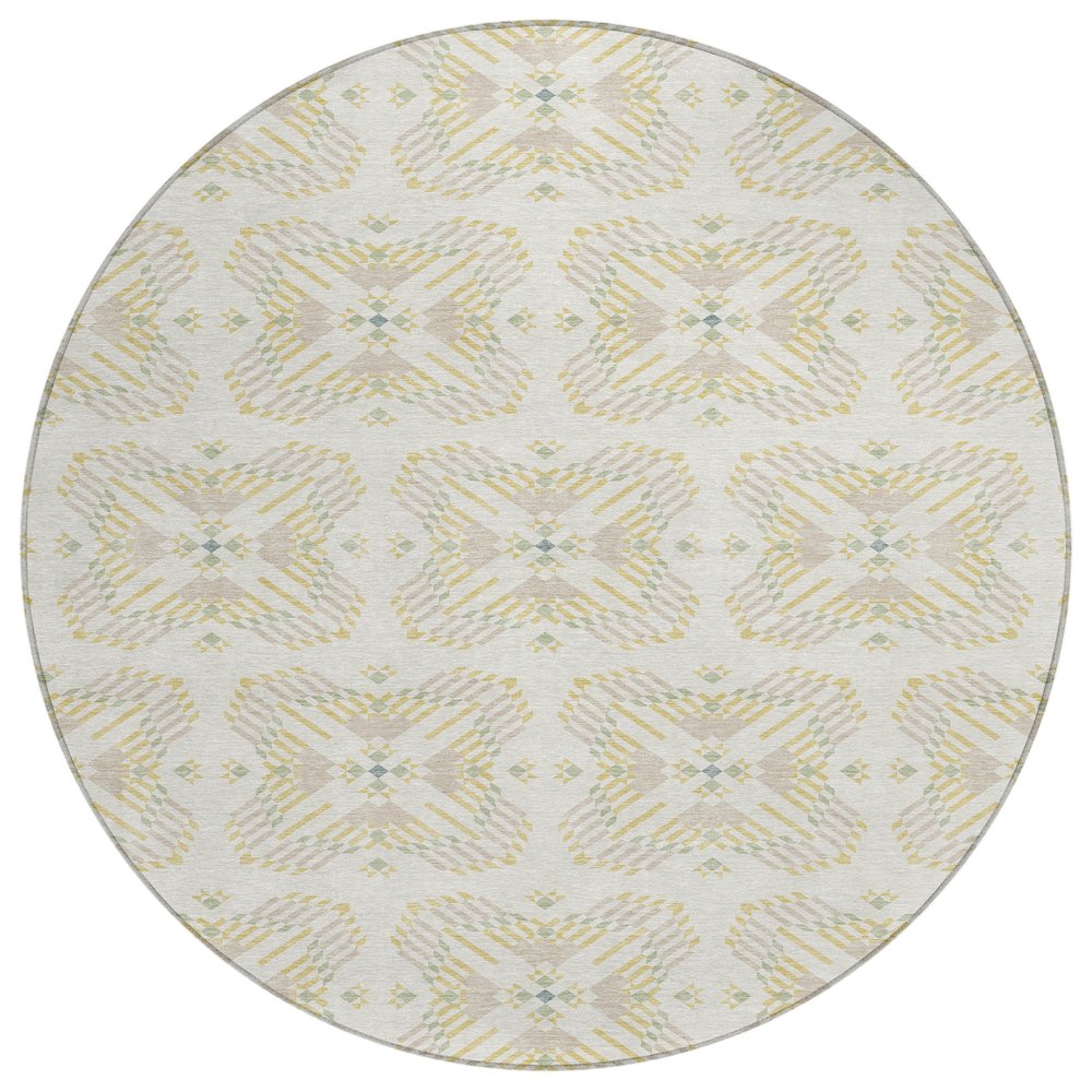 Machine Washable Indoor/Outdoor Chantille ACN2563 Ivory 8' x 8' Round Rug. Picture 1