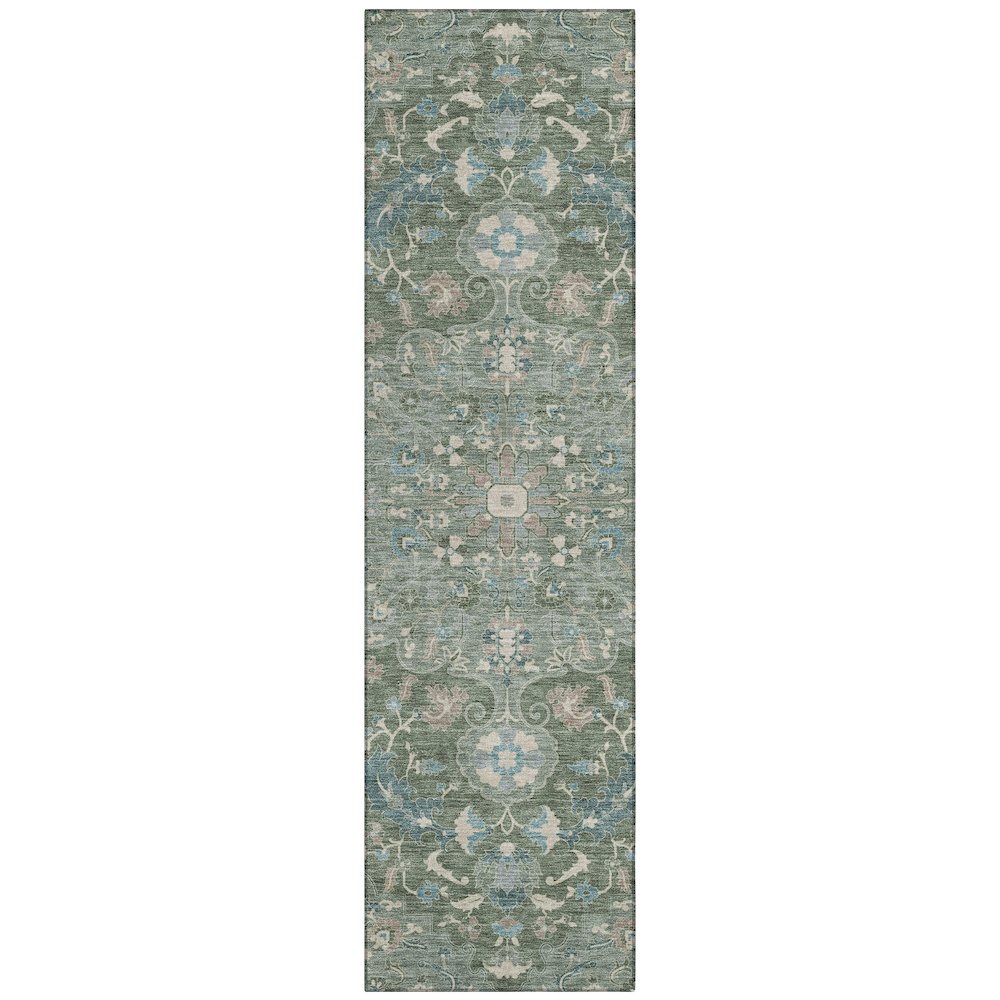 Machine Washable Indoor/Outdoor Chantille ACN2564 Green 2'3" x 7'6" Runner Rug. Picture 1