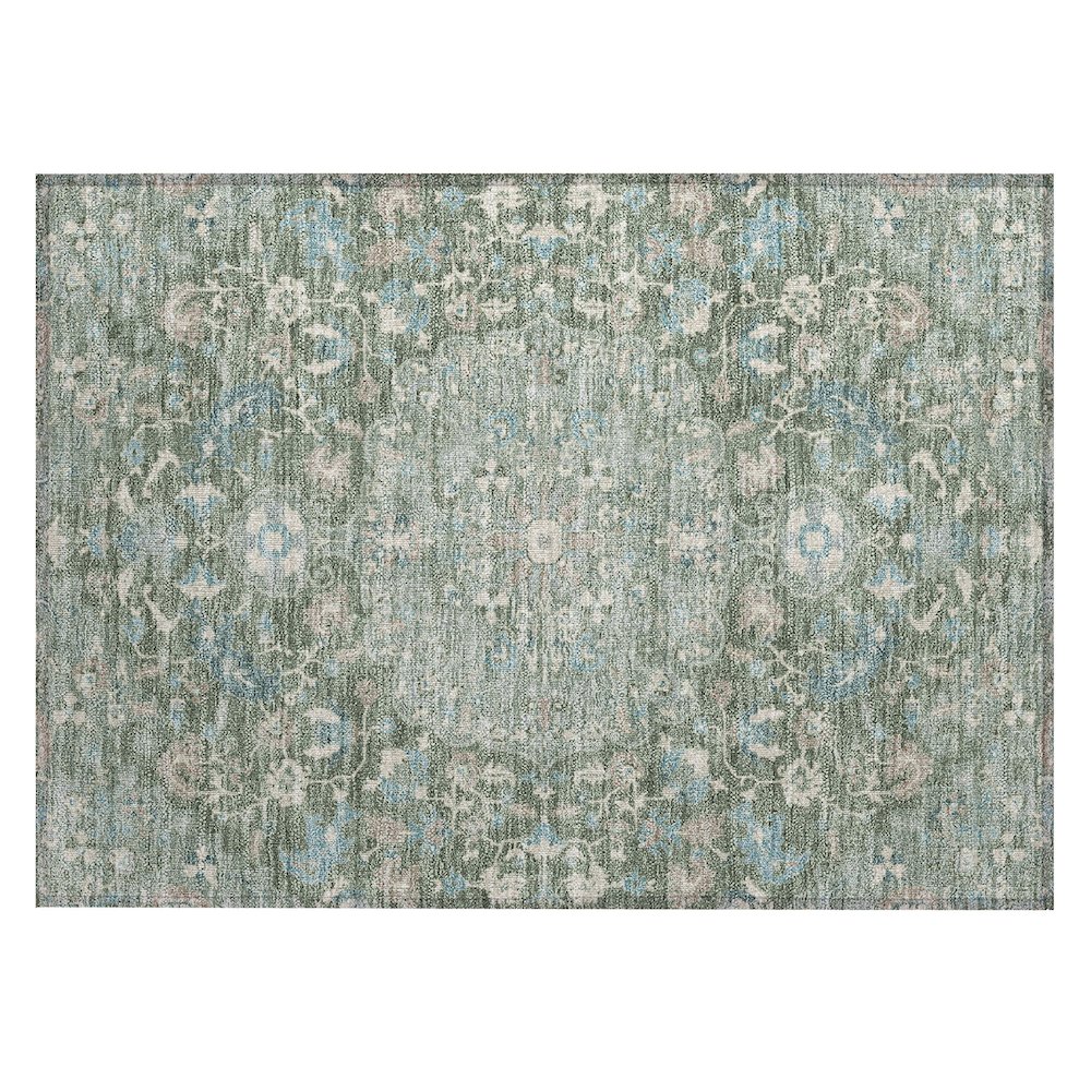 Machine Washable Indoor/Outdoor Chantille ACN2564 Green 1'8" x 2'6" Rug. Picture 1