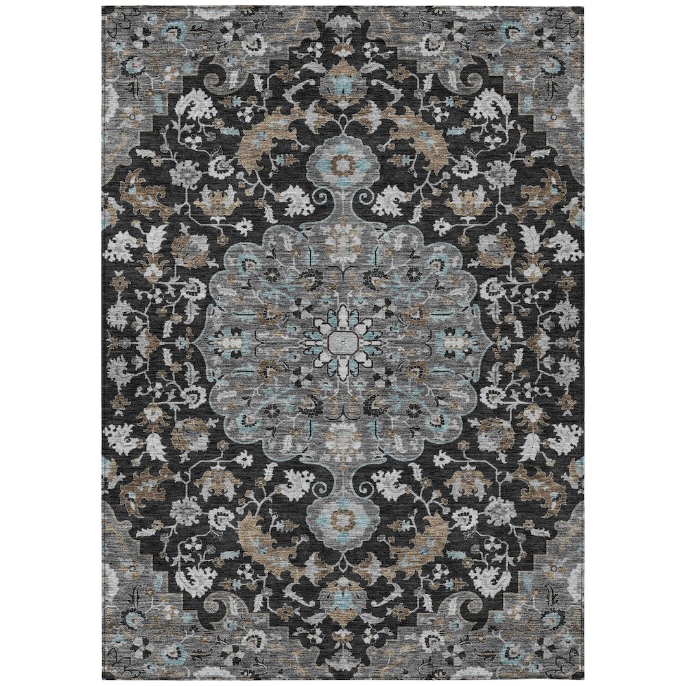 Machine Washable Indoor/Outdoor Chantille ACN2564 Black 2'6" x 3'10" Rug. Picture 1