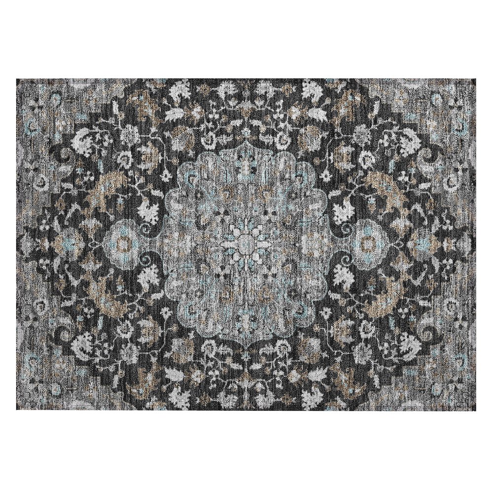 Machine Washable Indoor/Outdoor Chantille ACN2564 Black 1'8" x 2'6" Rug. Picture 1