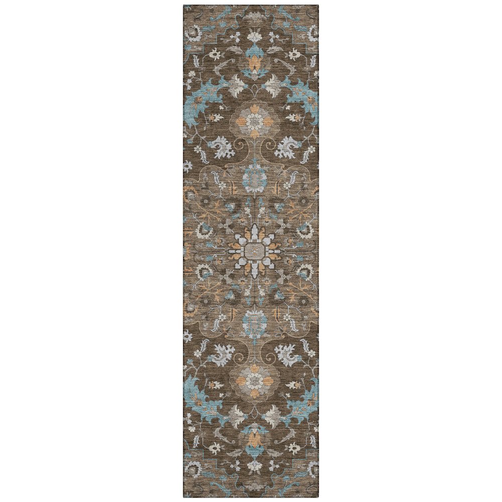 Machine Washable Indoor/Outdoor Chantille ACN2564 Brown 2'3" x 7'6" Runner Rug. Picture 1