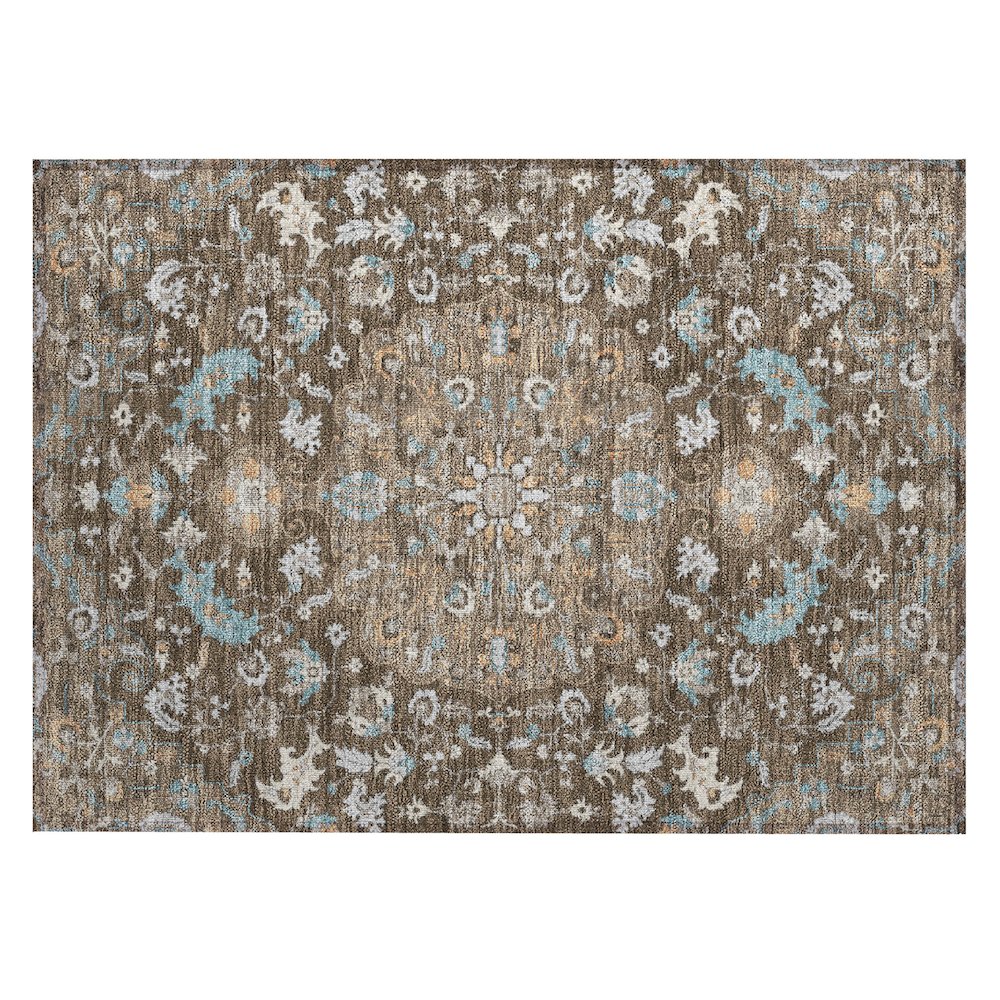 Machine Washable Indoor/Outdoor Chantille ACN2564 Brown 1'8" x 2'6" Rug. Picture 1