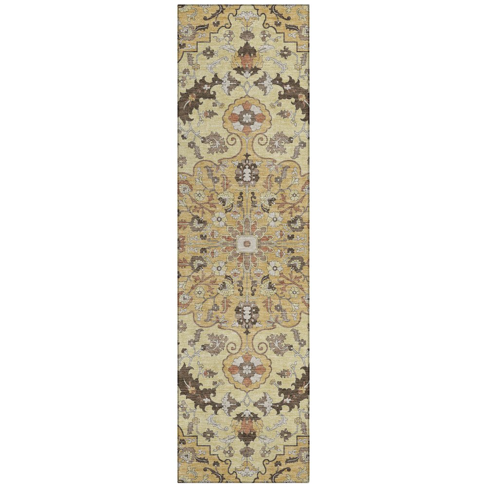 Machine Washable Indoor/Outdoor Chantille ACN2564 Gold 2'3" x 7'6" Runner Rug. Picture 1